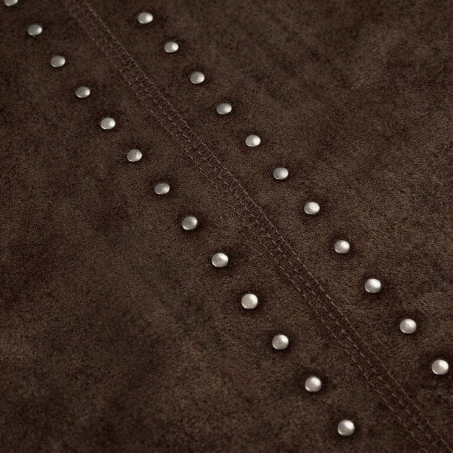 Jersey Chocolate con Delantero Efecto Ante y Tachuelas