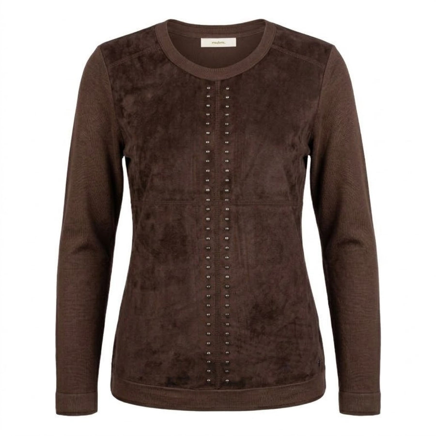 Jersey Chocolate con Delantero Efecto Ante y Tachuelas