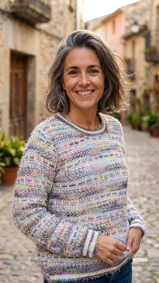 Jersey de Punto Multicolor Efecto Tweed