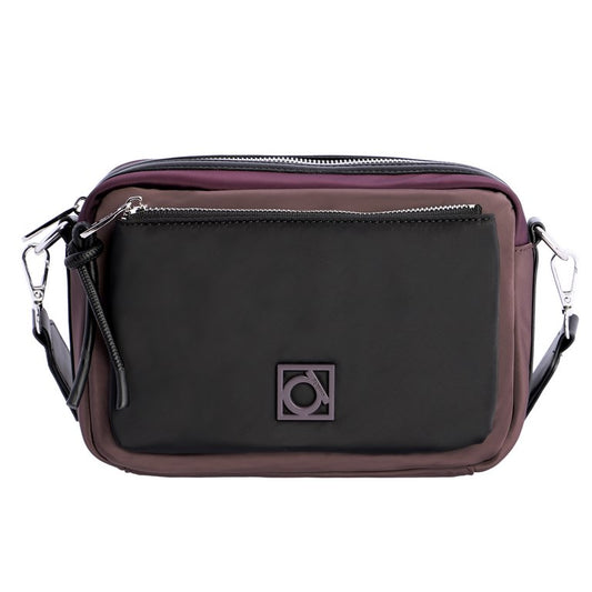 Bandolera Pequeña con Cremallera y Logo, color negro