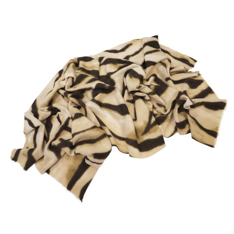 Bufanda Estampado Cebra en Tonos Beige y Marrón
