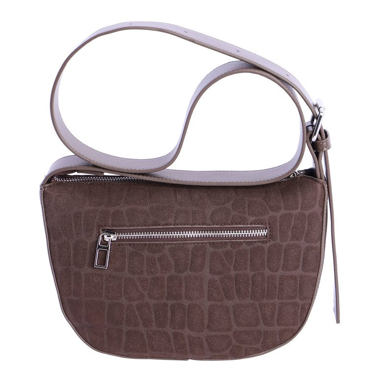 Bolso de Media Luna Efecto Coco con Asa Ancha Regulable, color marrón