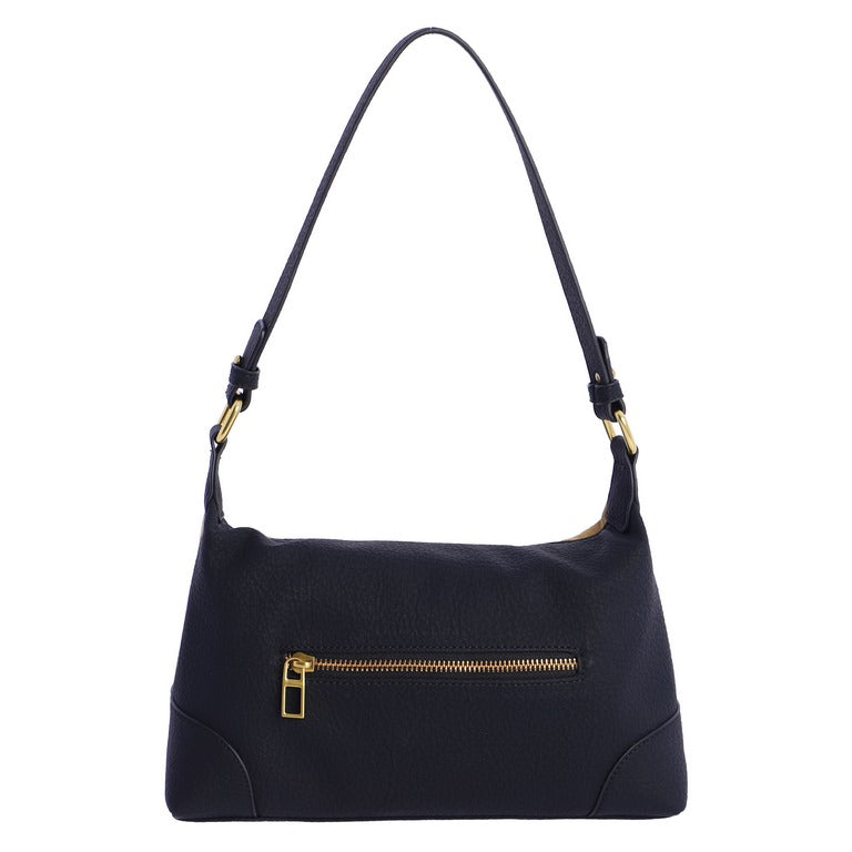Bolso de Hombro Pequeño Efecto Ante con Solapa Logo, color camel