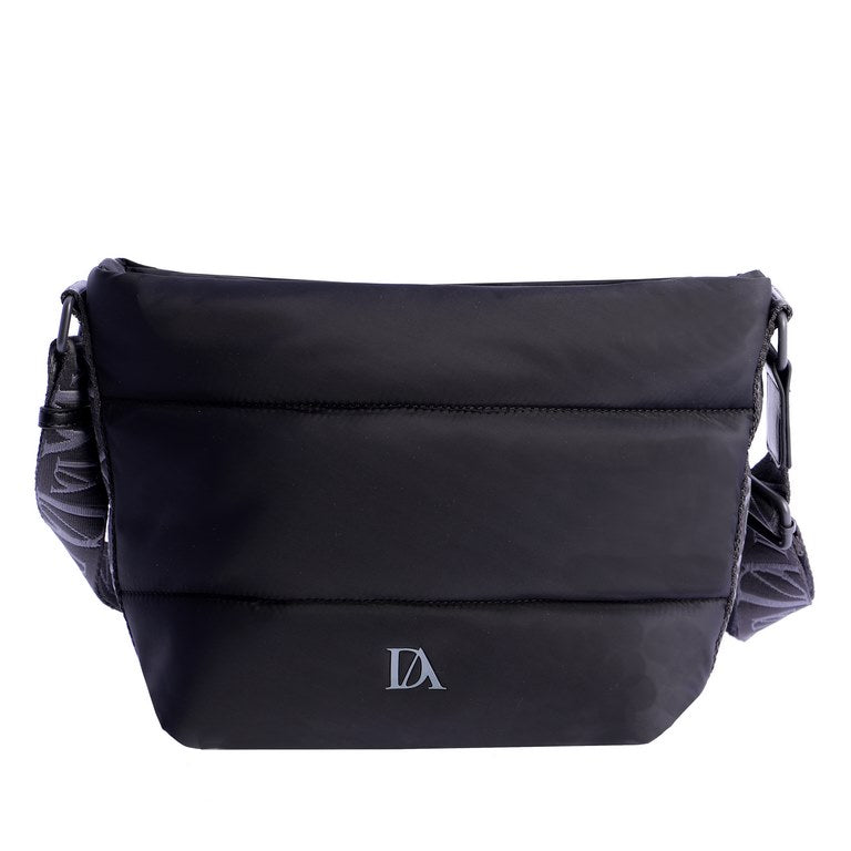 Bandolera Acolchada con Correa Logo, color negro