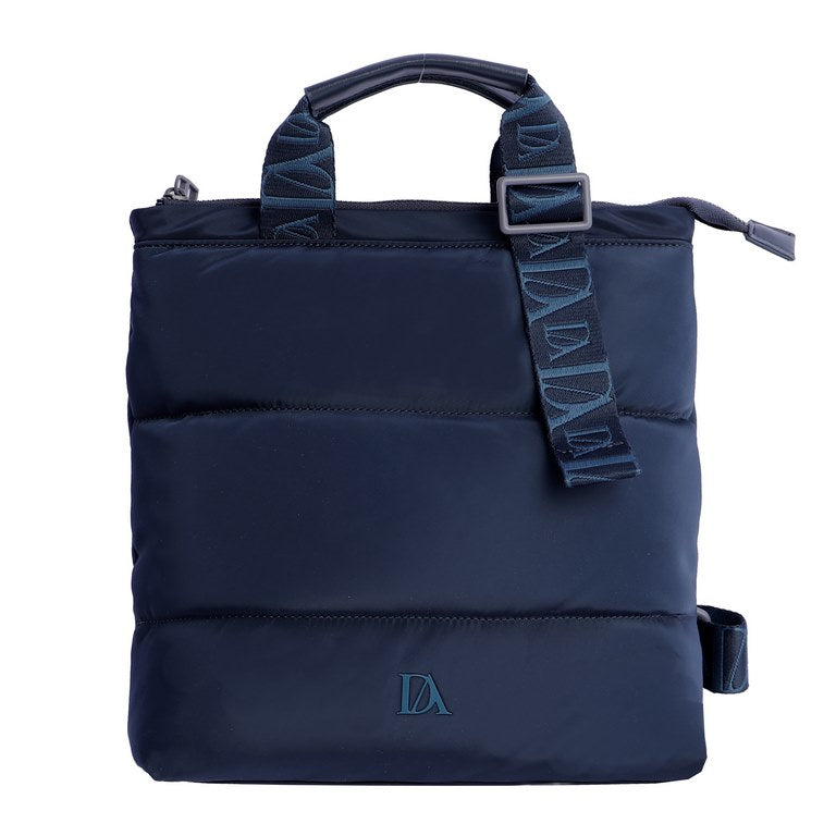 Mochila Acolchada con Asas Logo y Bolsillo Delantero, color azul marino