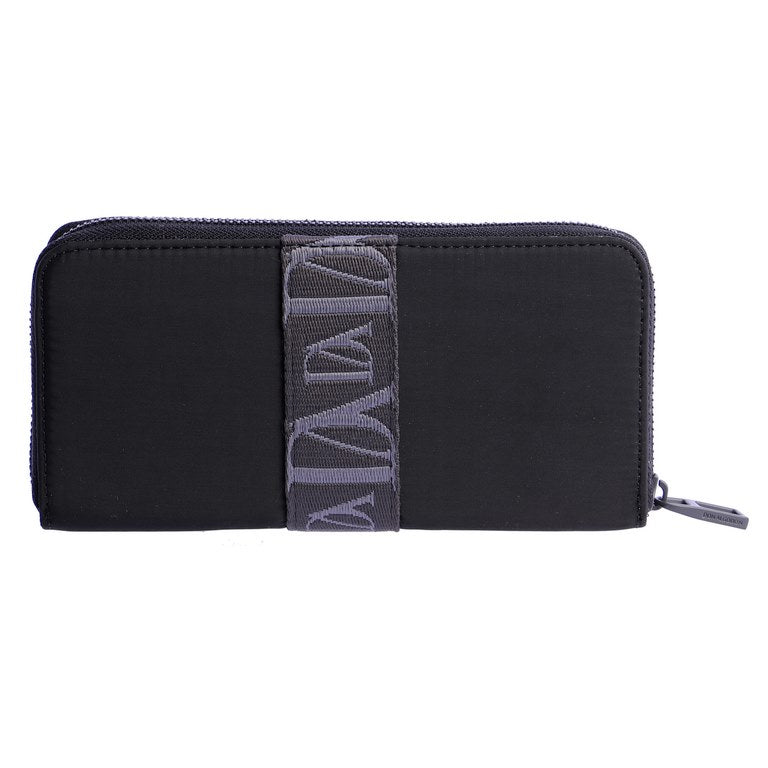 Cartera con Cremallera y Cinta Logo, color negro