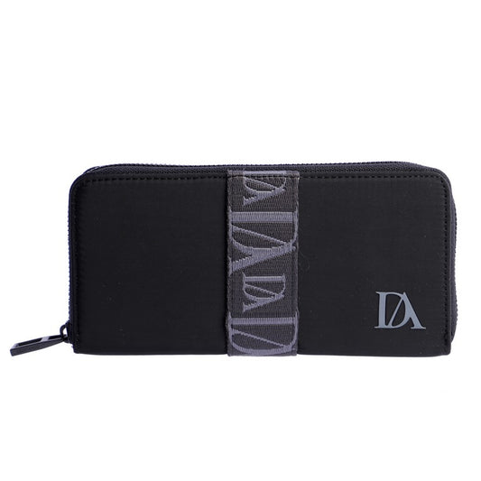 Cartera con Cremallera y Cinta Logo, color negro