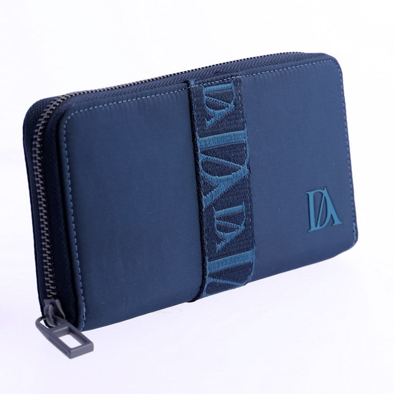 Cartera con Cremallera y Cinta Logo, color azul marino