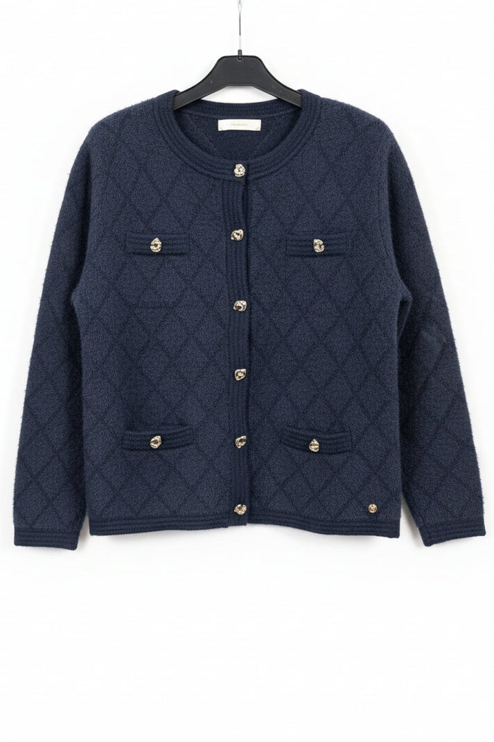 Chaqueta de Punto Estilo Chic con Botones Metalizados