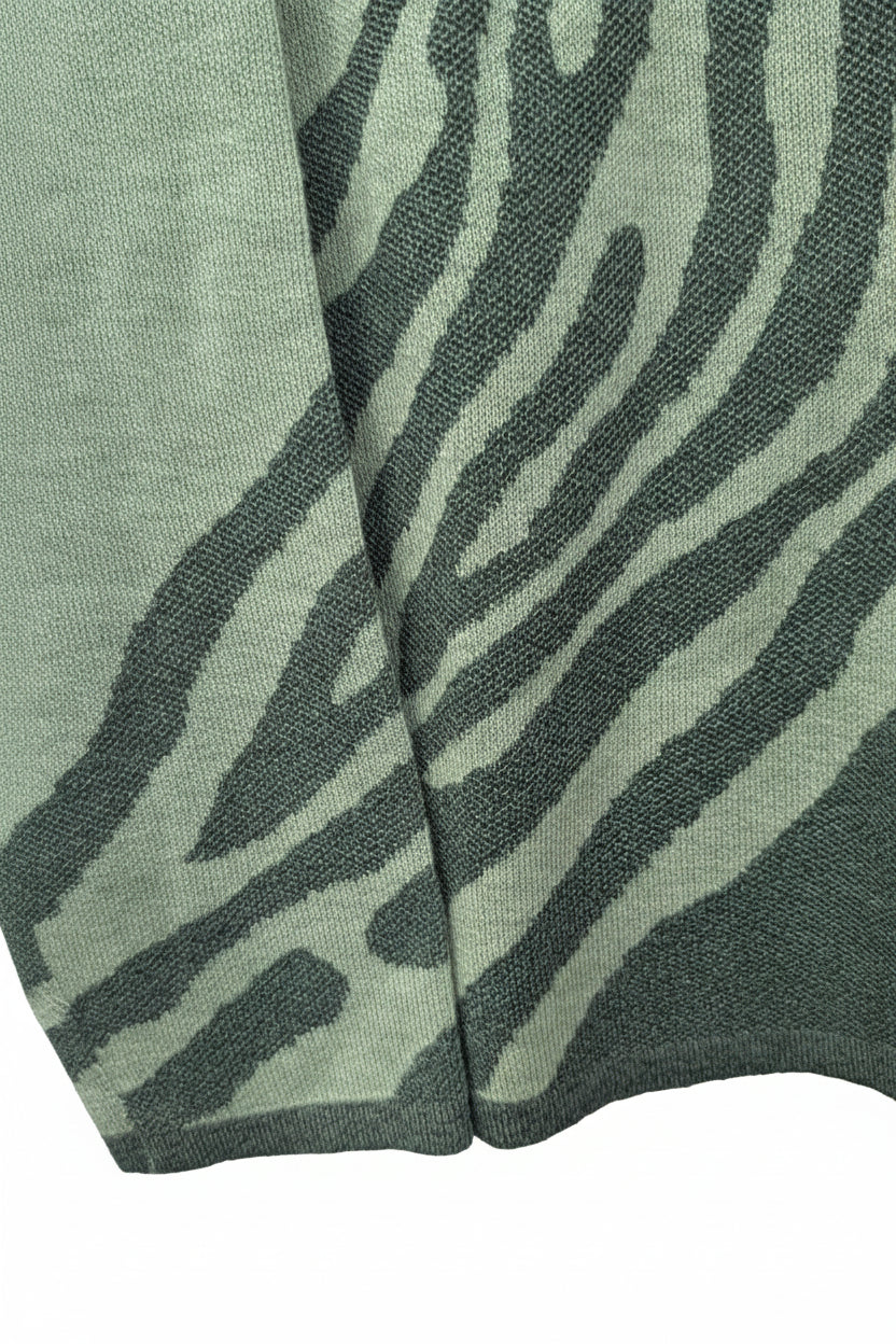 Jersey de punto bicolor en verde salvia y bosque