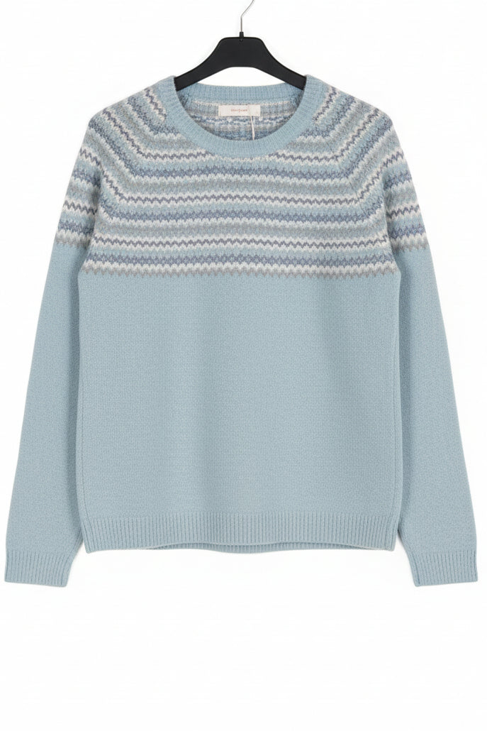 Jersey Punto Jacquard Azul Celeste