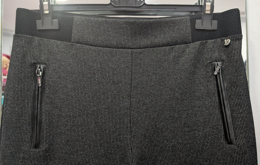 Pantalón Recto Elástico con Cremalleras Decorativas