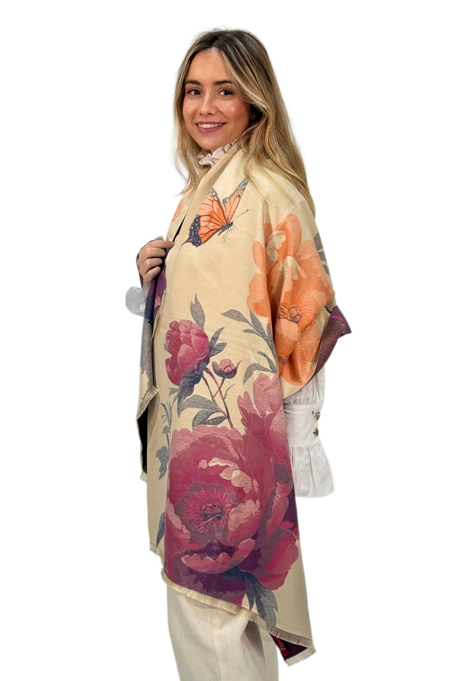Pashmina floral maxi en color rosa