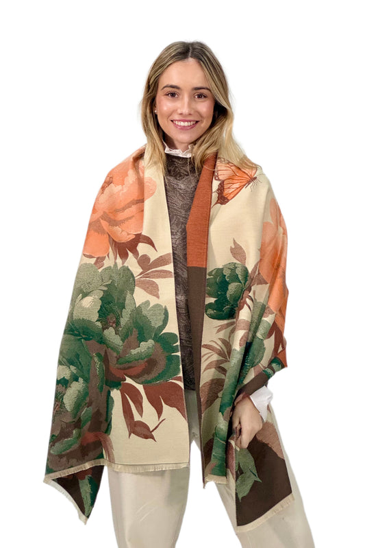 Pashmina floral maxi en color verde