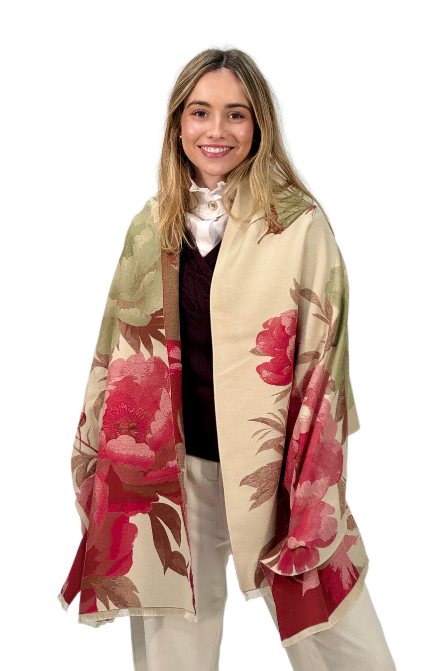 Pashmina floral maxi en color rojo