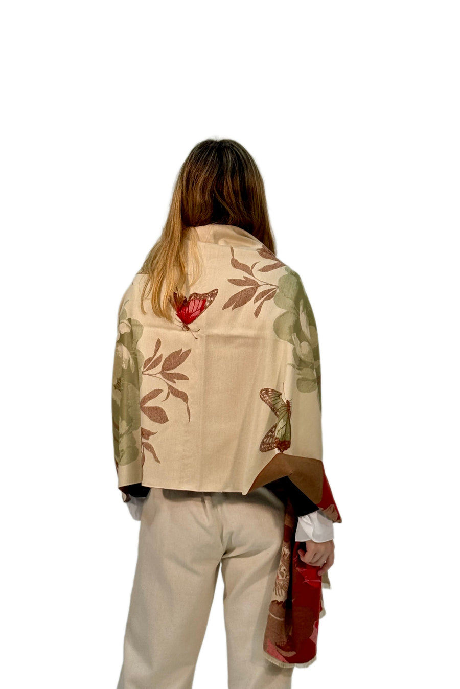 Pashmina floral maxi en color rojo