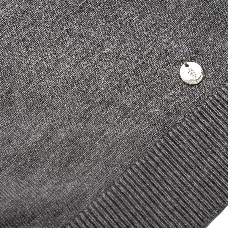 Chaqueta de Punto Larga Gris con Tachuelas