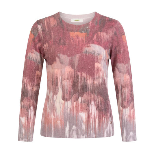 Jersey Estampado Abstracto Rosa y Crudo
