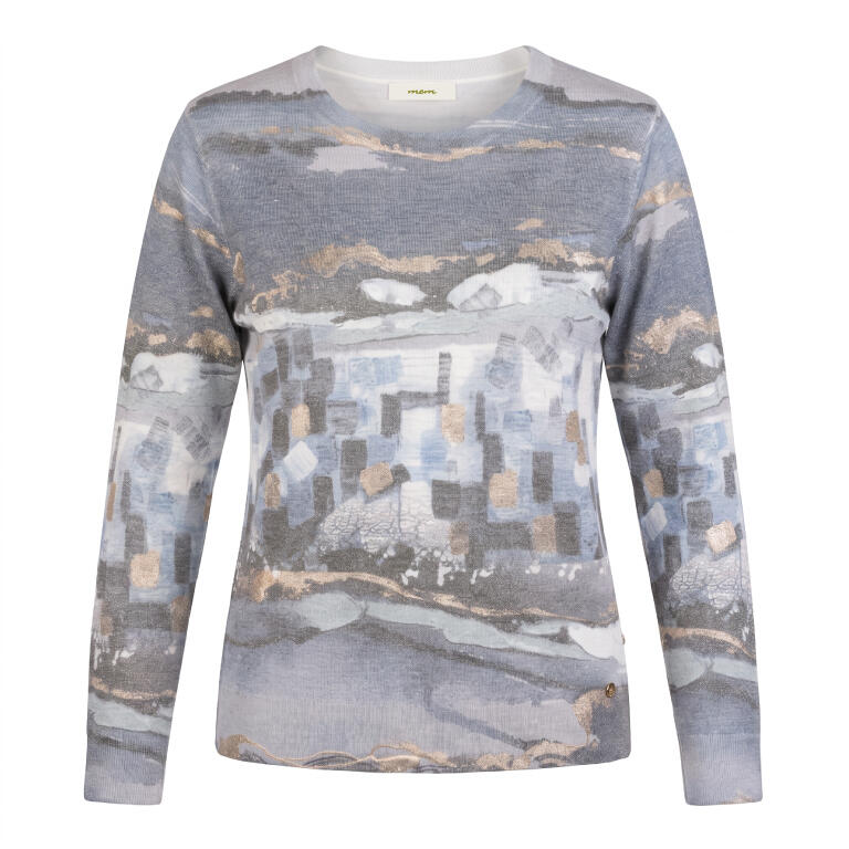 Jersey Estampado Paisaje Gris y Azul