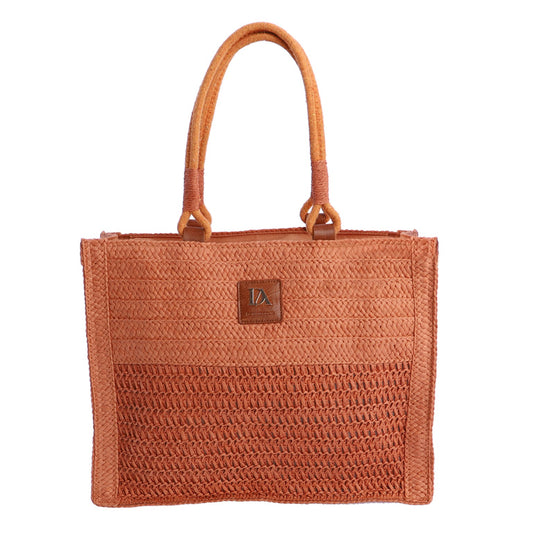 Bolso Tote de Estilo Rústico con Cierre de Cremallera