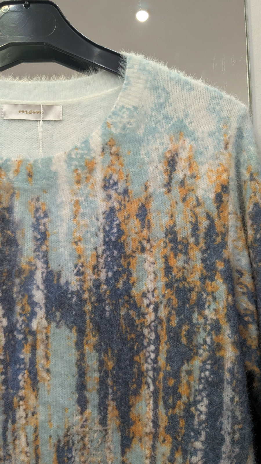 Jersey Fino de Manga Larga con Estampado Artístico Pincelado