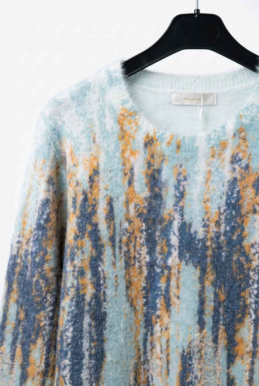 Jersey Fino de Manga Larga con Estampado Artístico Pincelado