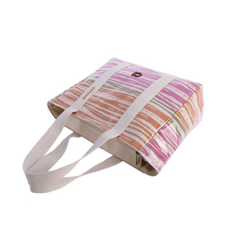 Bolso de Playa Plastificado Amichi – Estampado Rayas Multicolor
