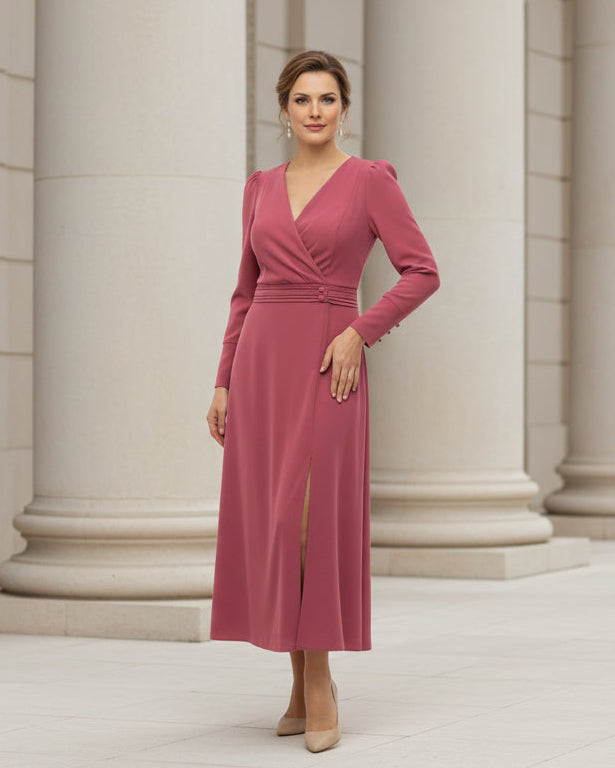 Vestido en evasé de crespón