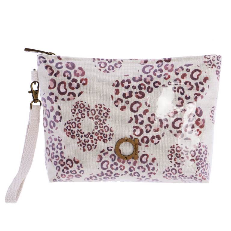 Bolso de mano plastificado Amichi con flores leopardo