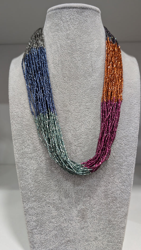 Collar Multi-Hilos de Cuentas con Explosión de Color