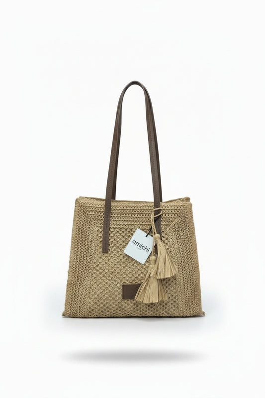 Bolso shopper de rafia Amichi