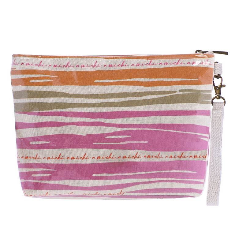Bolso de mano plastificado Amichi rayas multicolor