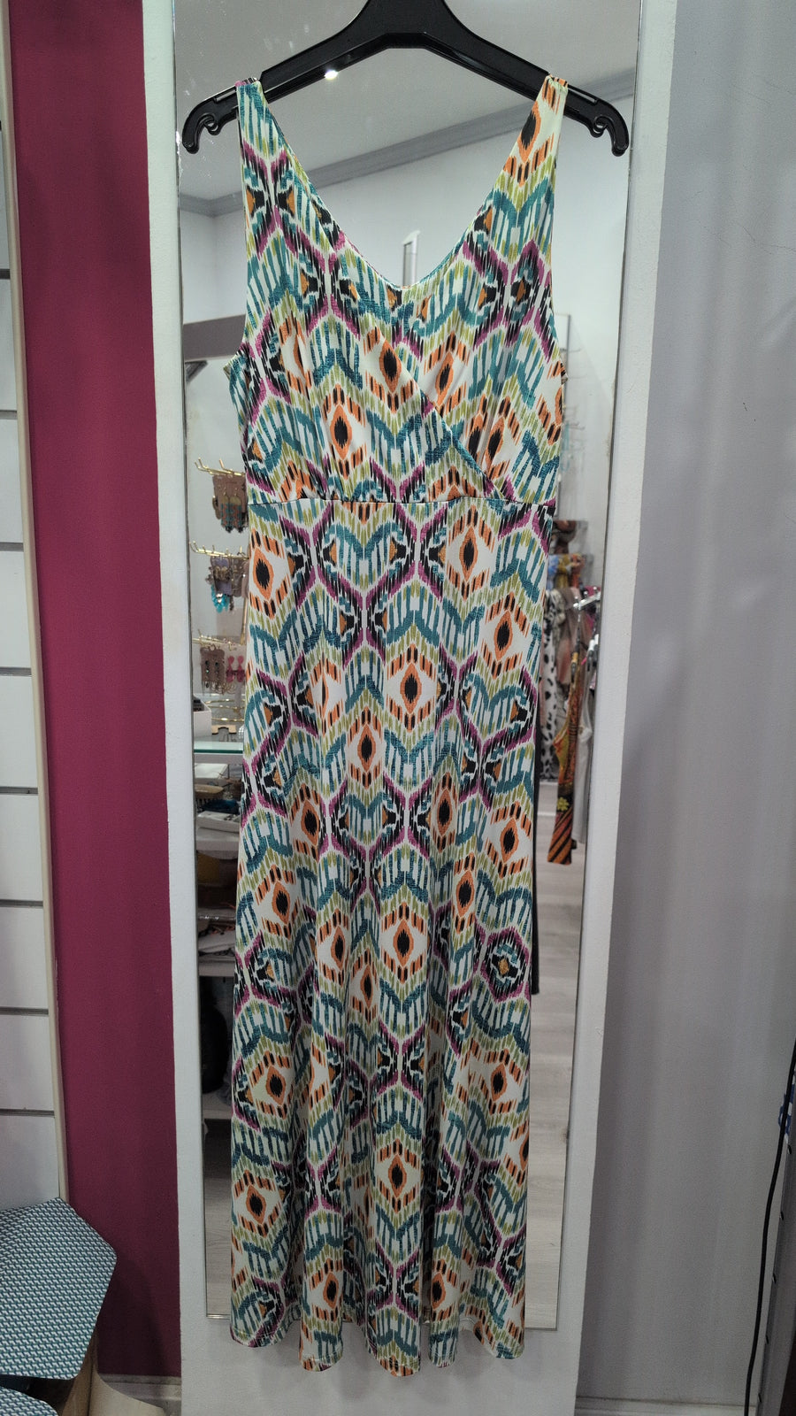 Vestido Largo Étnico con Escote Cruzado