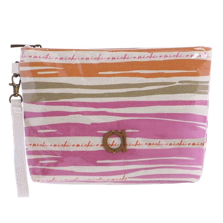 Bolso de mano plastificado Amichi rayas multicolor