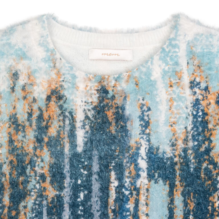 Jersey Fino de Manga Larga con Estampado Artístico Pincelado