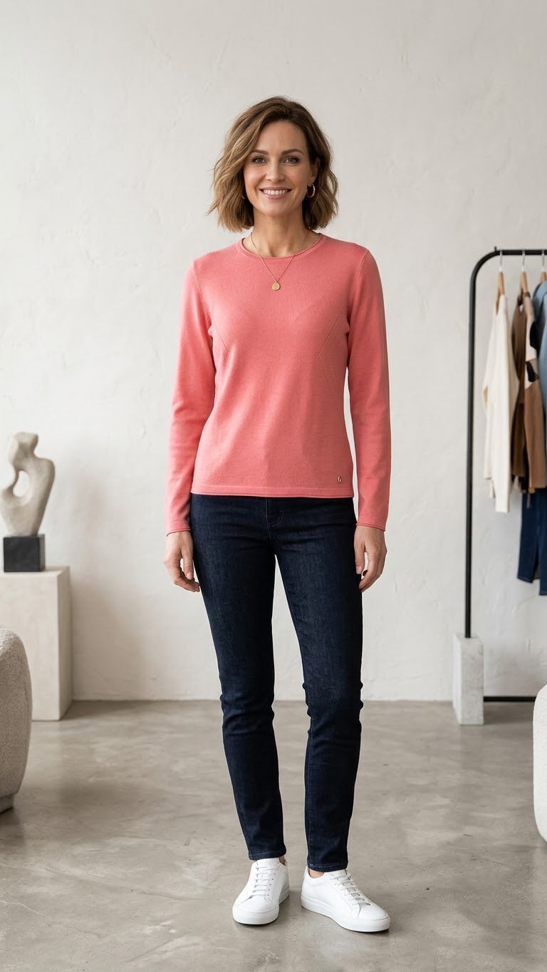 Jersey de Cuello Redondo Rosa
