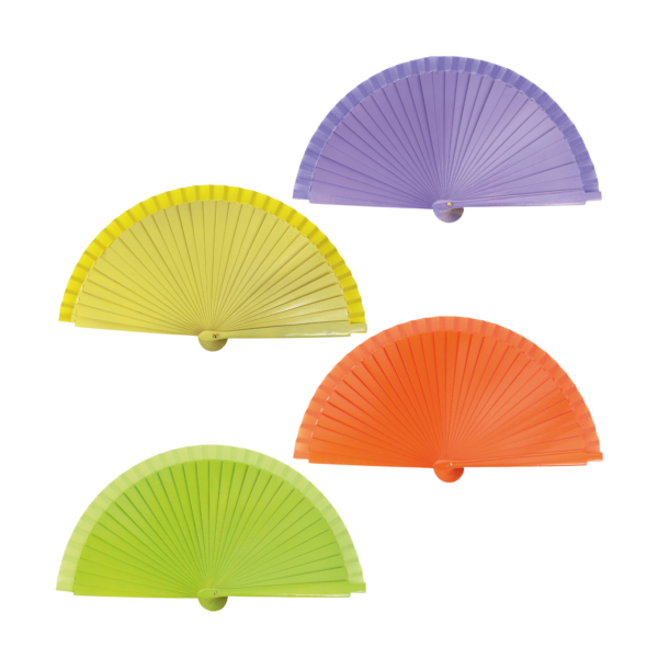 Abanico madera colores vivos, 19 cm