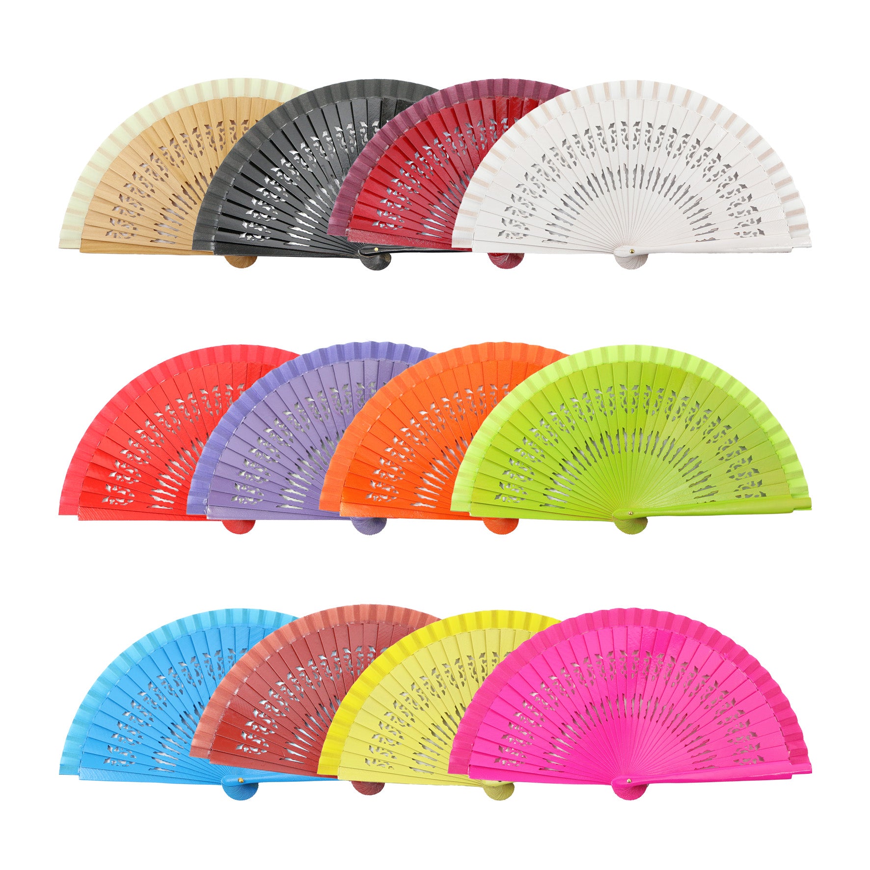 Abanico Madera Calada Liso, 19 cm