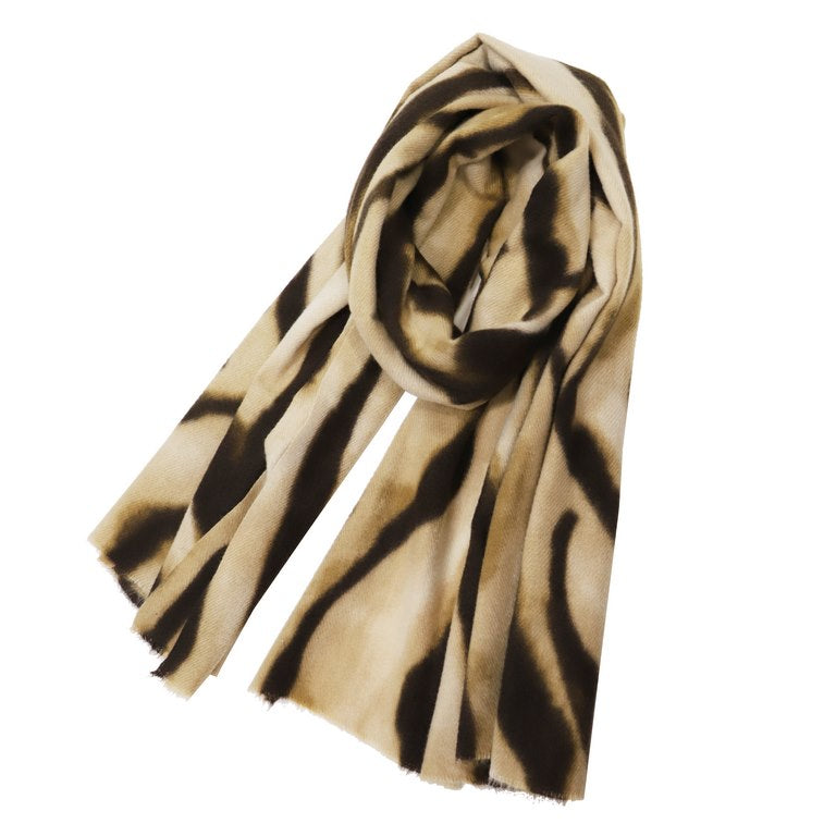Bufanda Estampado Cebra en Tonos Beige y Marrón