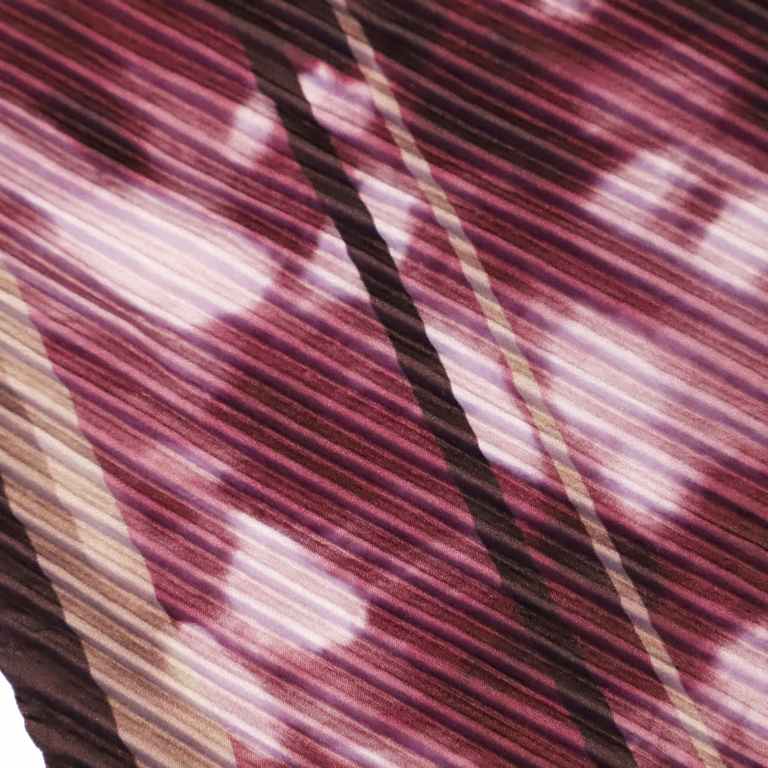 Fular Plisado Estampado en Tonos Burdeos y Rosa