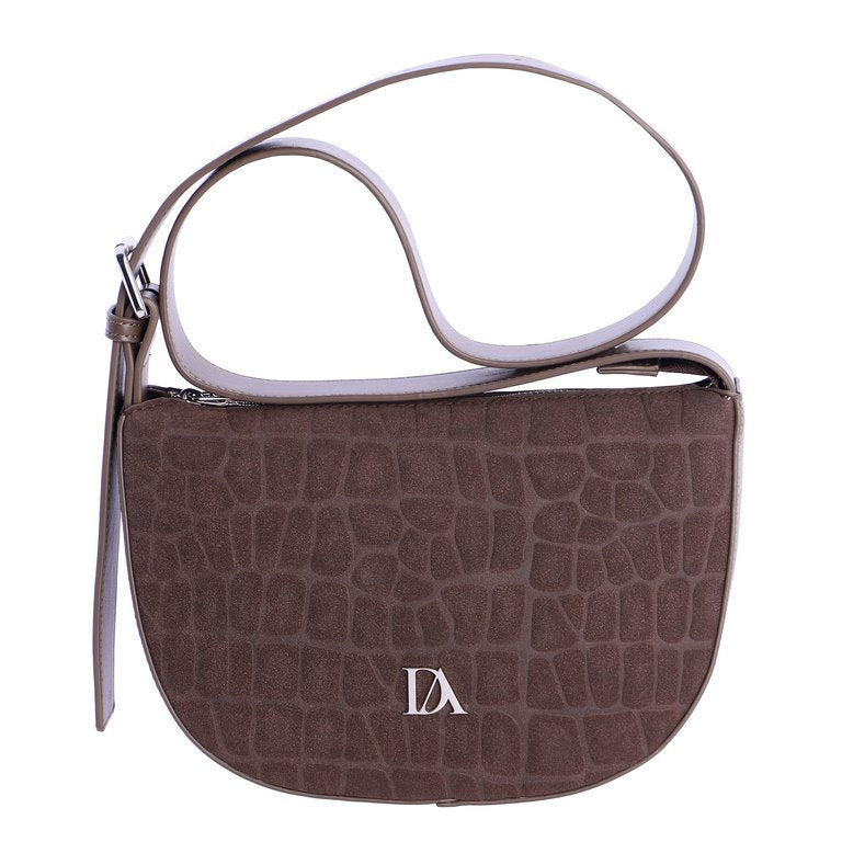 Bolso de Media Luna Efecto Coco con Asa Ancha Regulable, color marrón