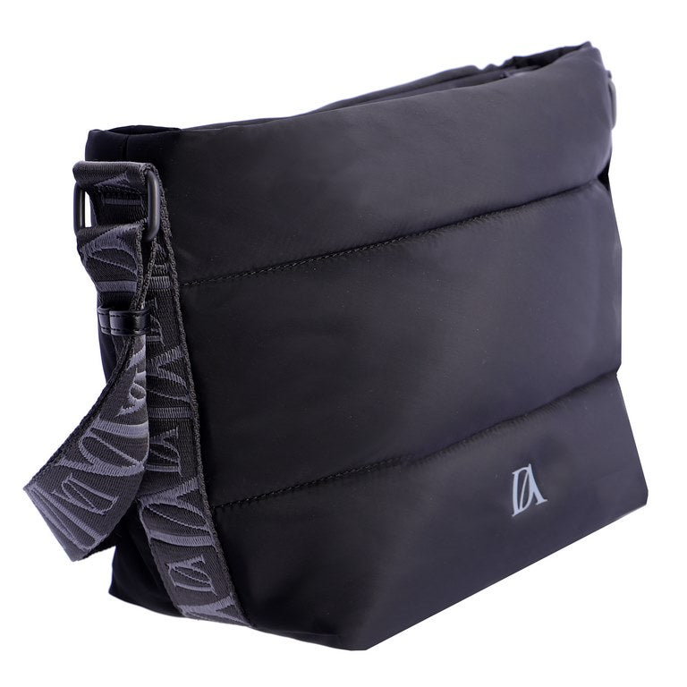 Bandolera Acolchada con Correa Logo, color negro