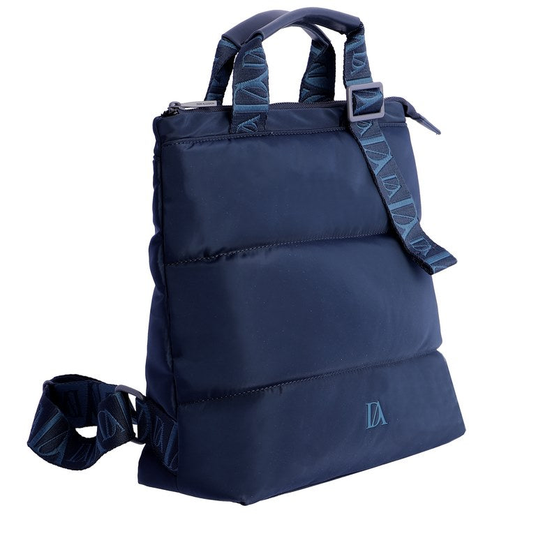Mochila Acolchada con Asas Logo y Bolsillo Delantero, color azul marino