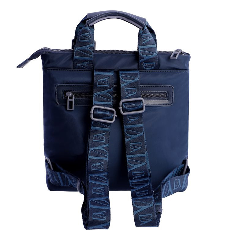 Mochila Acolchada con Asas Logo y Bolsillo Delantero, color azul marino