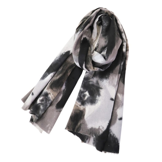 Bufanda Estampada con Manchas Difuminadas, color gris