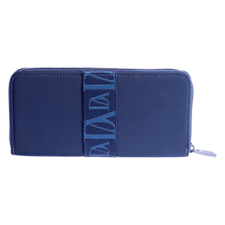 Cartera con Cremallera y Cinta Logo, color azul marino