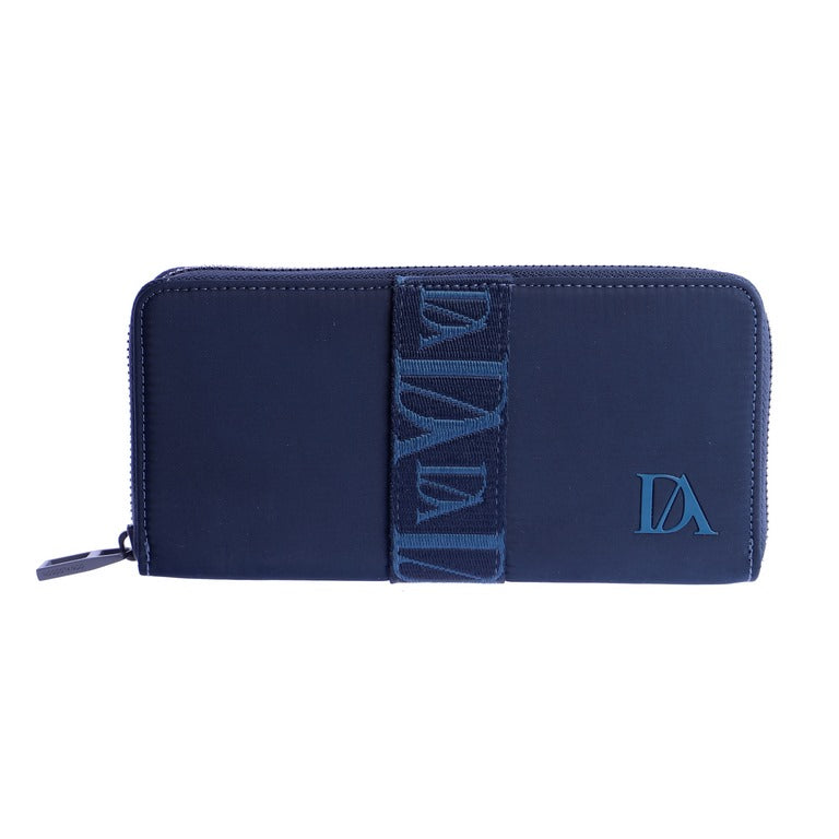 Cartera con Cremallera y Cinta Logo, color azul marino