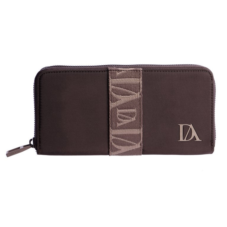 Cartera con Cremallera y Cinta Logo, color marrón