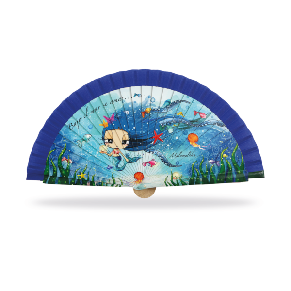 Abanico Malamalaka, de madera natural MAR, 23 cm