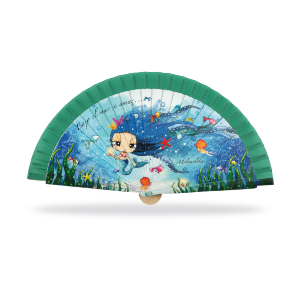 Abanico Malamalaka, de madera natural MAR, 23 cm